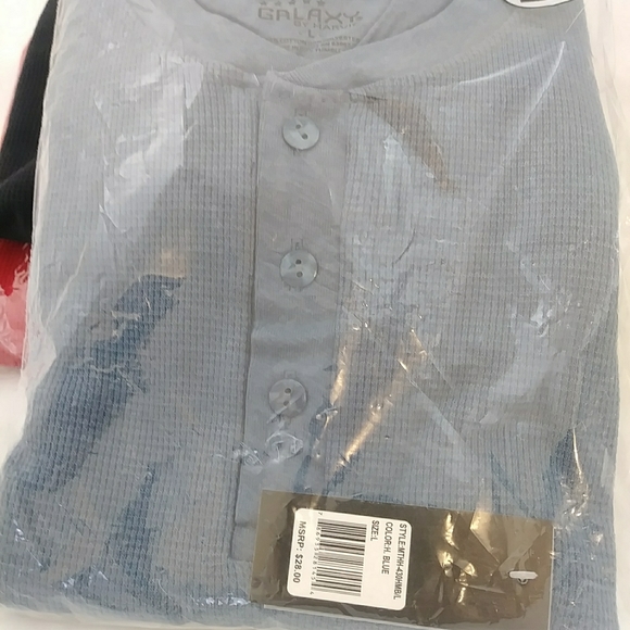 NWT 3pk Mens' LS Waffle Knit Thermal Henley Shirt - Picture 2 of 4